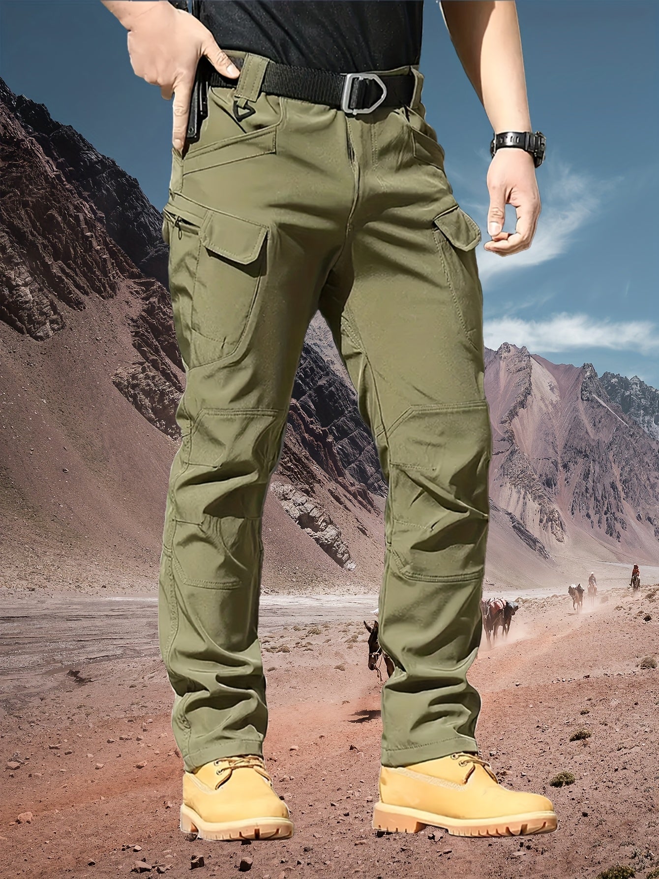 4 Pairs of Men's Lightweight Work Pants - Durable, Breathable And Quick-Drying, with Multiple Pockets, All-Season Straight-Leg Pants Suitable for Outdoor Adventures And Construction, Hiking Pants - Perfect Birthday/ Anniversary Gifts