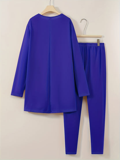 Plus Size - Plus Size - Plus Size Women'S Suit Jacket, Long Pants Two-Piece Set, Fashionable Casual Suit Set