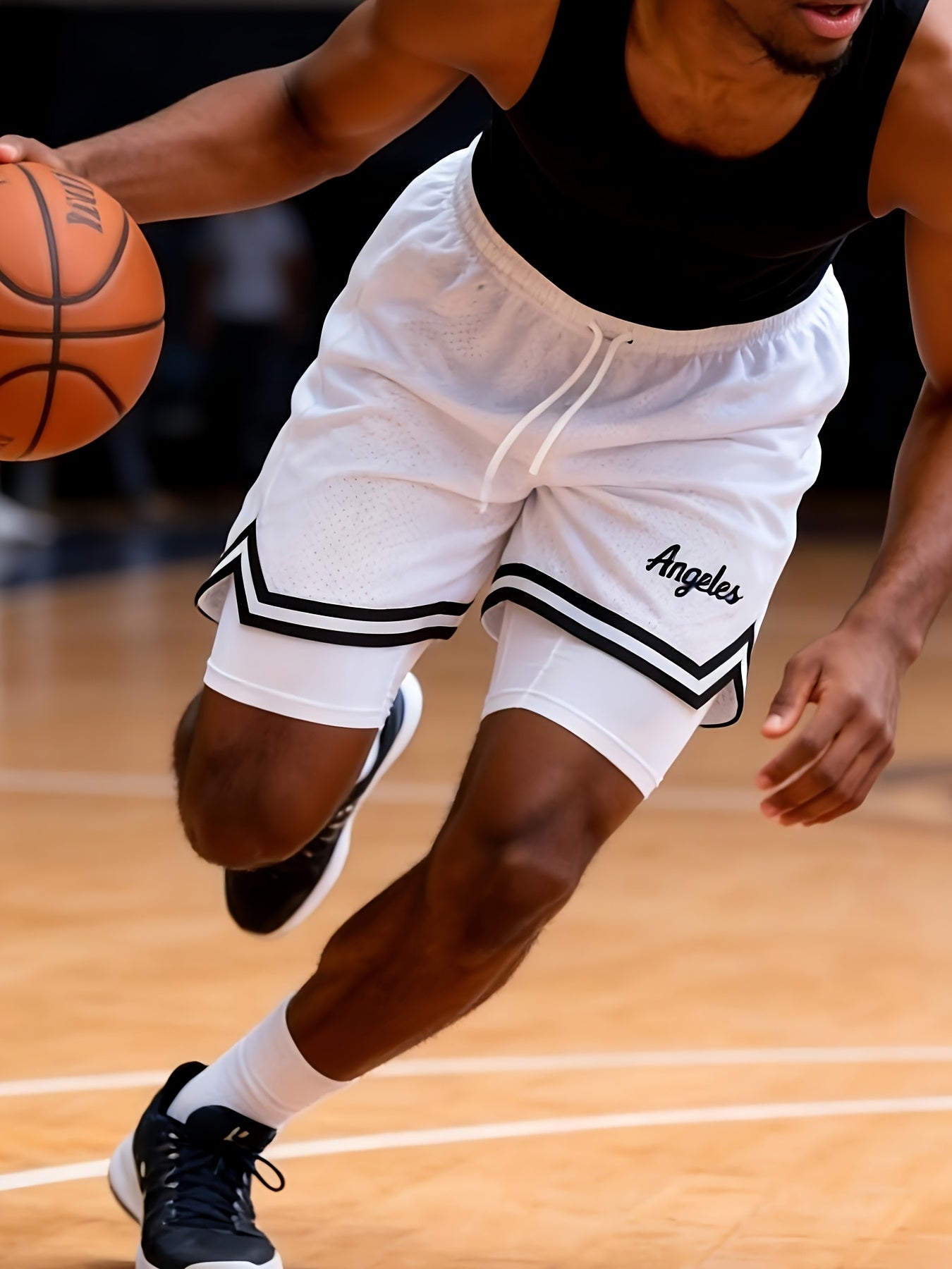 1pc Of Sports Basketball Shorts, Loose And Comfortable, Sweat Wicking And Breathable, Outdoor Running Lined with Stretch Cloth Quick-drying Training Pants