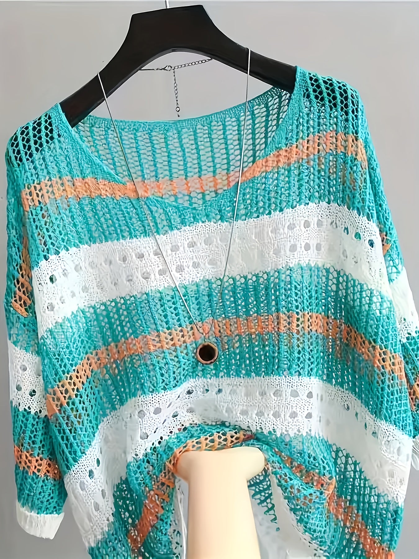 Summer Elegant Loose Hollow Sunscreen Beach Half-Sleeve Smock