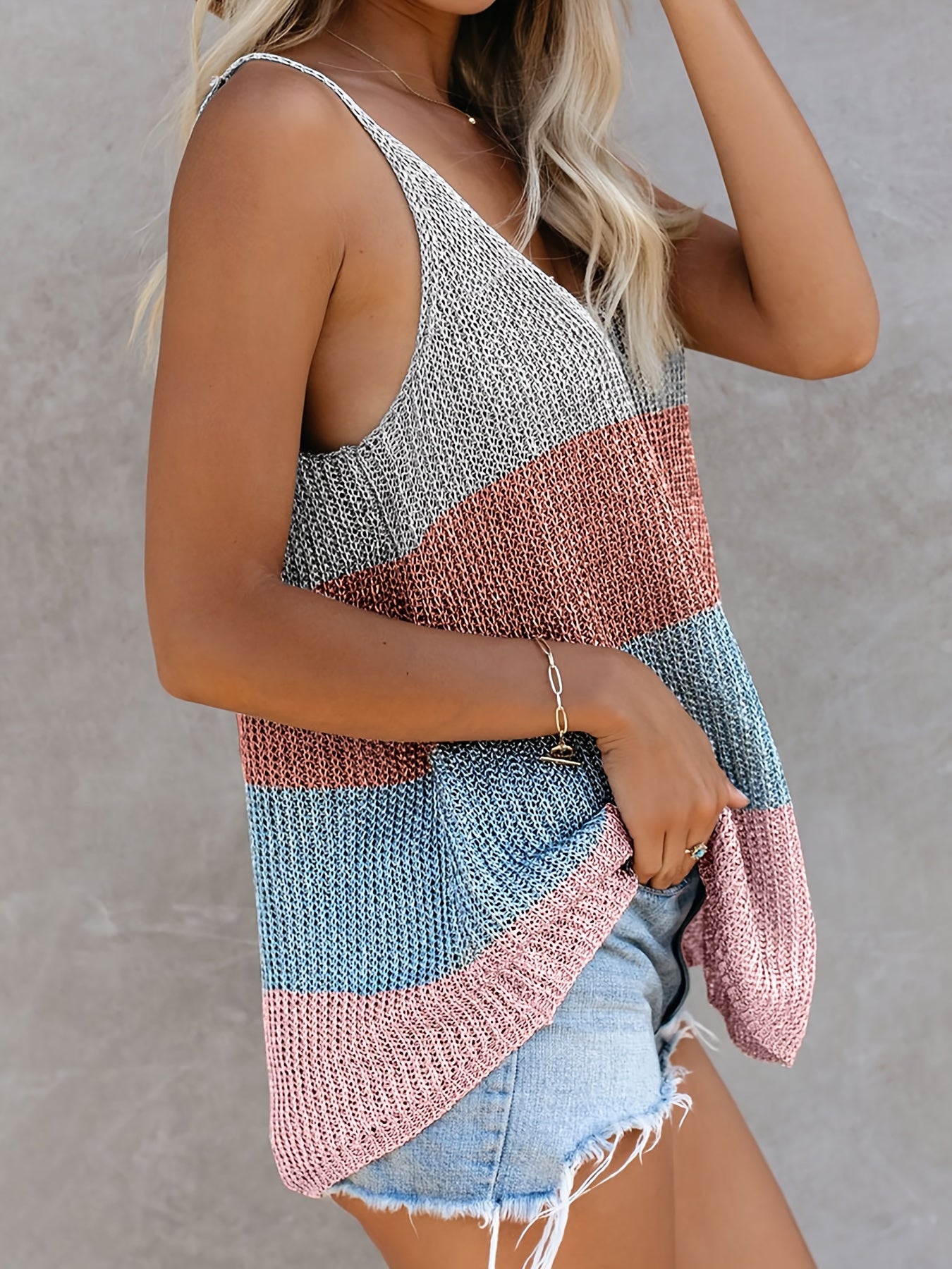 Womens Knit Tank Tops Summer Flowy Casual Loose Fit Sleeveless Sling Sweaters 2024