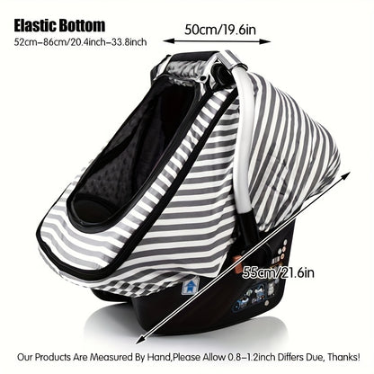 Car Seat Covers for Babies, Thick Berber Fleece Inside, Baby Car Seat Cover for Boys Girls, Windproof Infant Car Seat Cover, Kick-Proof Car Seat Canopy with Breathable Mesh Peep Window, Stripe Print, Baby Items, Newborn Necessitied
