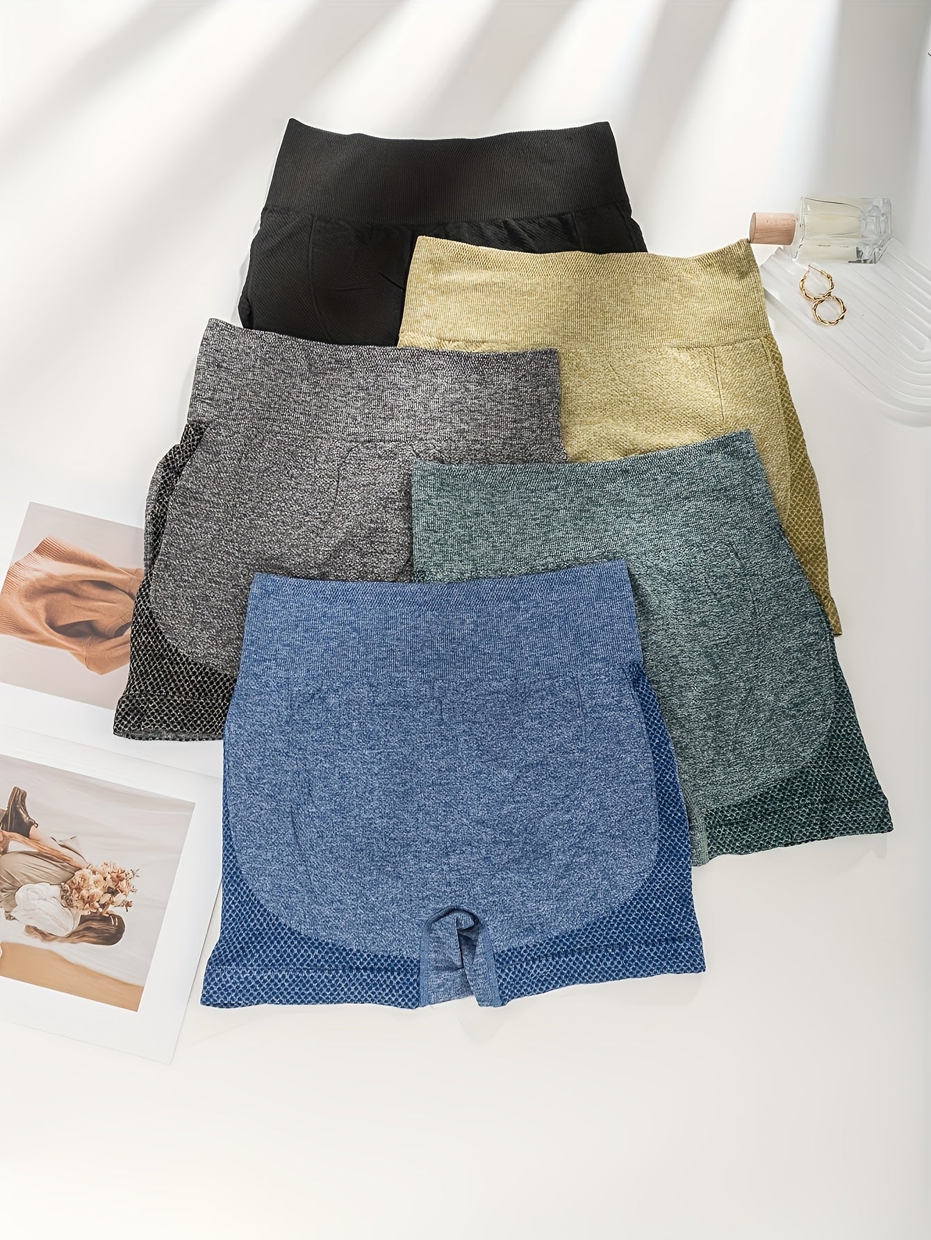Women's Multicolor A Polyester High-Waist Shorts - product view 4