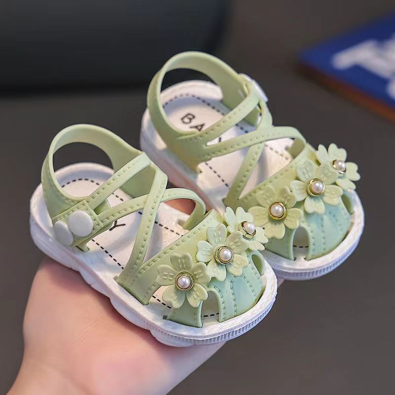 Baby Sandals, Children'S Children'S Soft Sole, Summer 1-2 Year Old Princess Anti Slip Toe Shoes, Baby Walking Shoes
