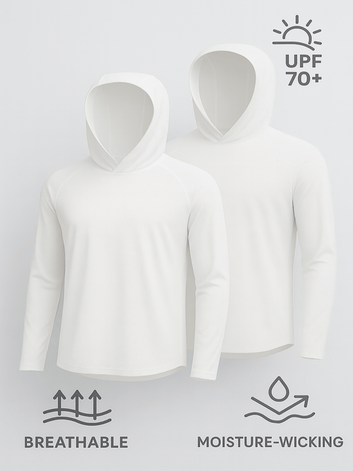 2 PACK Quick-Dry Long Sleeve with Hood Shirt – SPF 70+ Sun Protection, Lightweight & Breathable, Moisture-Wicking Outdoor Performance Top for Hiking, Fishing, Running, Beach