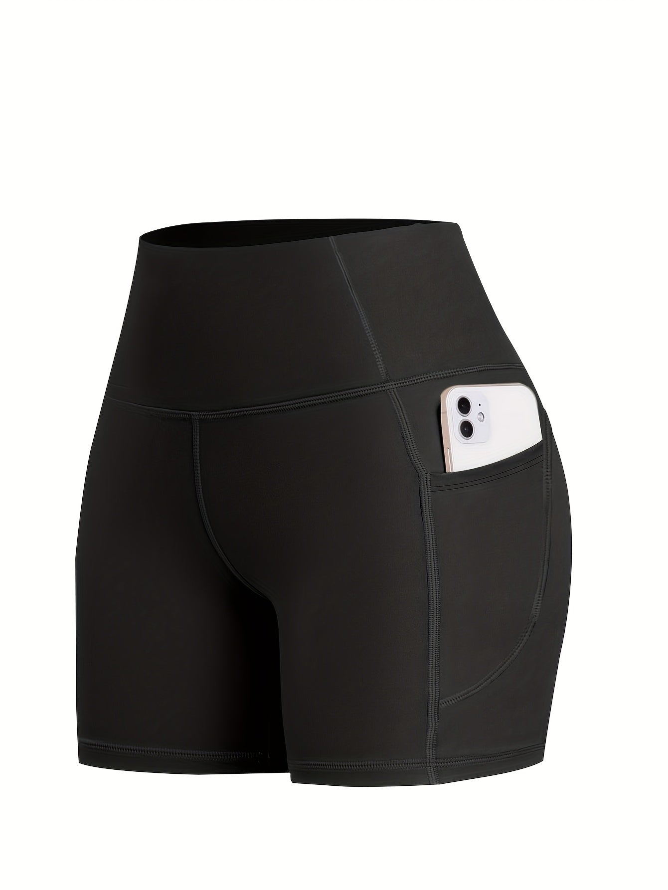 6-pack Plus Size Women'S Sports Shorts High Waist Hip Lifting Yoga Shorts With Pocket Three-quarter Pants Gym Running Exercise Fitness Shorts