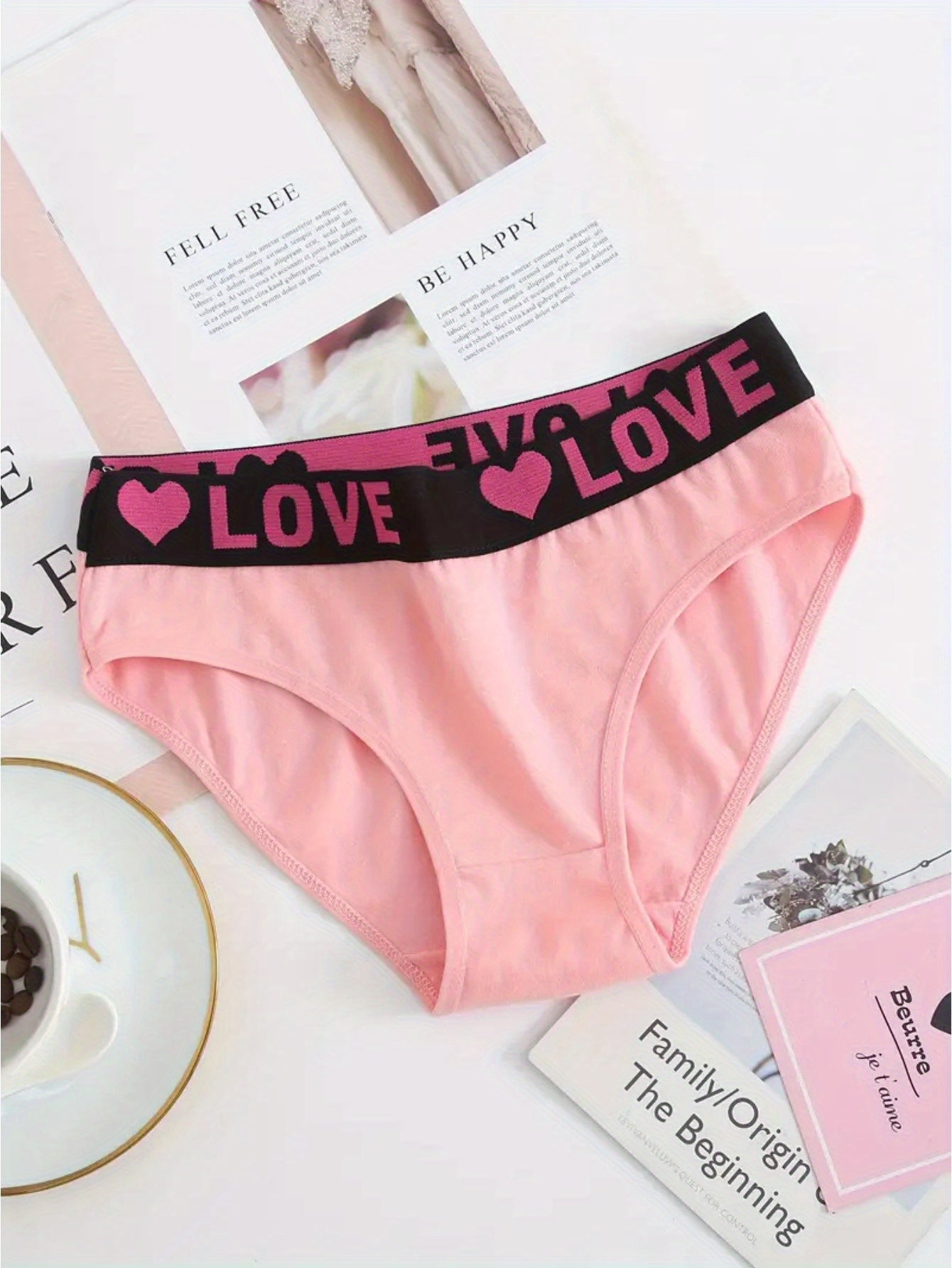 12-Pack Seamless Women'S Briefs with Simple Letter Heart Pattern, Comfortable Stretch Fabric Underwear