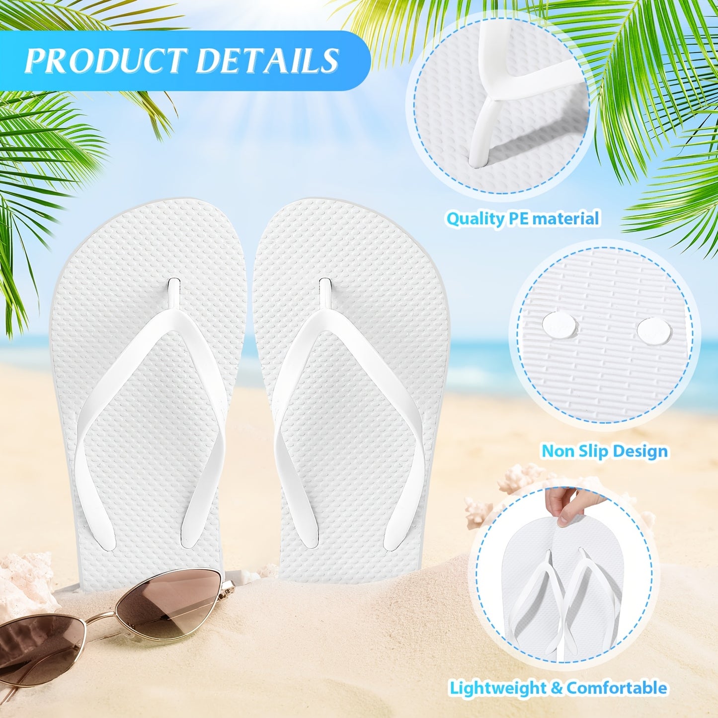 24 Pairs Flip Flops Bulk for Wedding Guest Slippers Wedding Flip Flops with Cards Bags for Wedding Pool Beach Party (White), Women Shoes