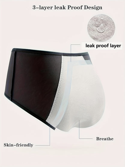 2026 Women's High Waist Period Panties - Leak-Proof Triple Layer Design, Breathable Mesh and Secure Wet Zone, Tummy Control Elegant Panties Fit XS-XXL (6 Colors), Solid Color Underwear | Leak-Proof Construction, High Waist Panties 6 Pack Game Day Fan Gear