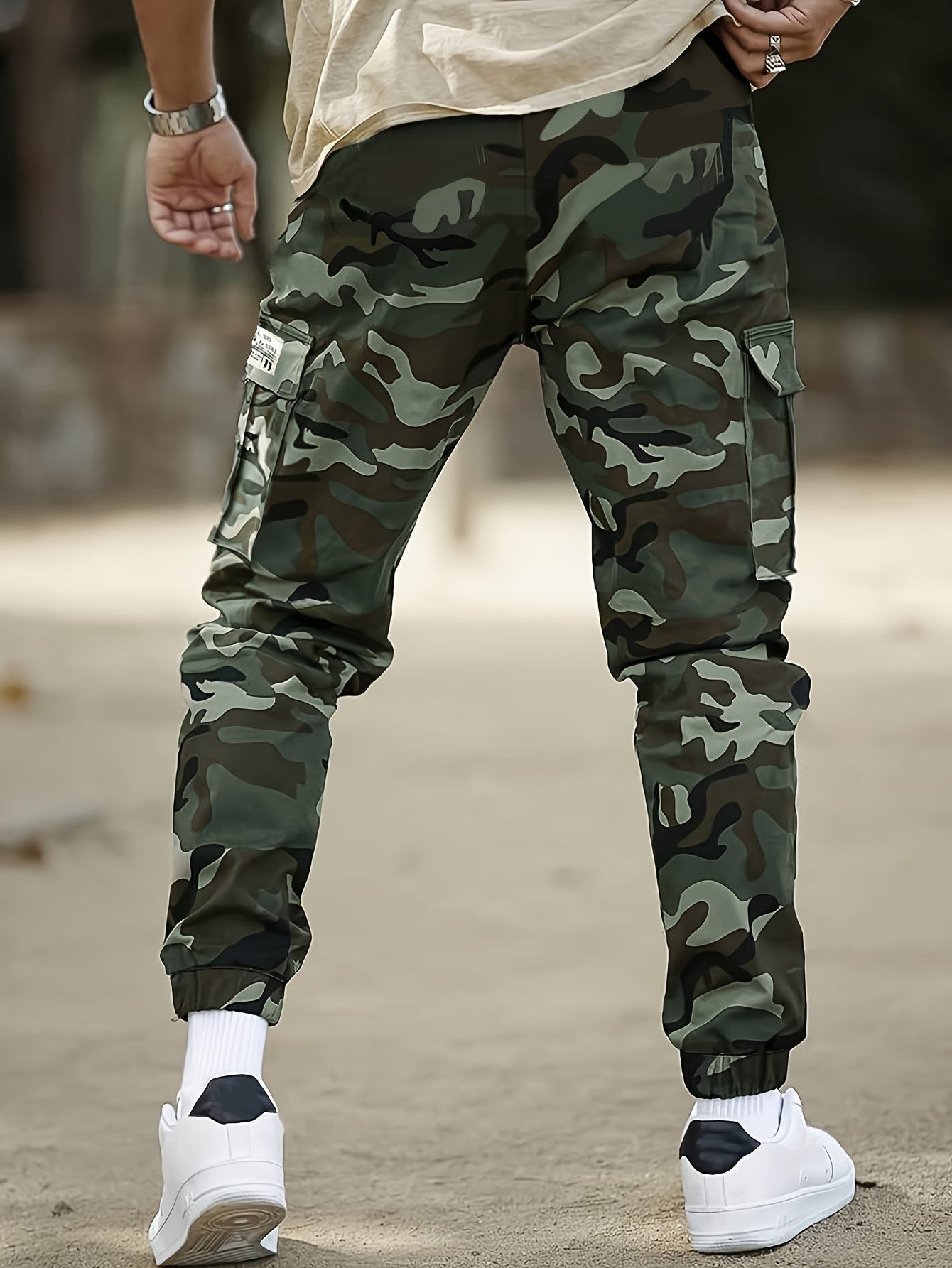 Men'S Camo Jogger Pants Military Cargo Pants Leg-Bound Tapered Casual Camouflage Pants