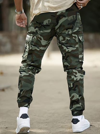 Men'S Camo Jogger Pants Military Cargo Pants Leg-Bound Tapered Casual Camouflage Pants