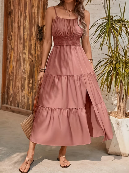 [Elegant Fitted Dress] The New Spring/Summer 2026 Halter Layered Waist-Cinching Solid Color Fitted Dress for Women's Wear Is Elegant In Style And Affordable In Price
