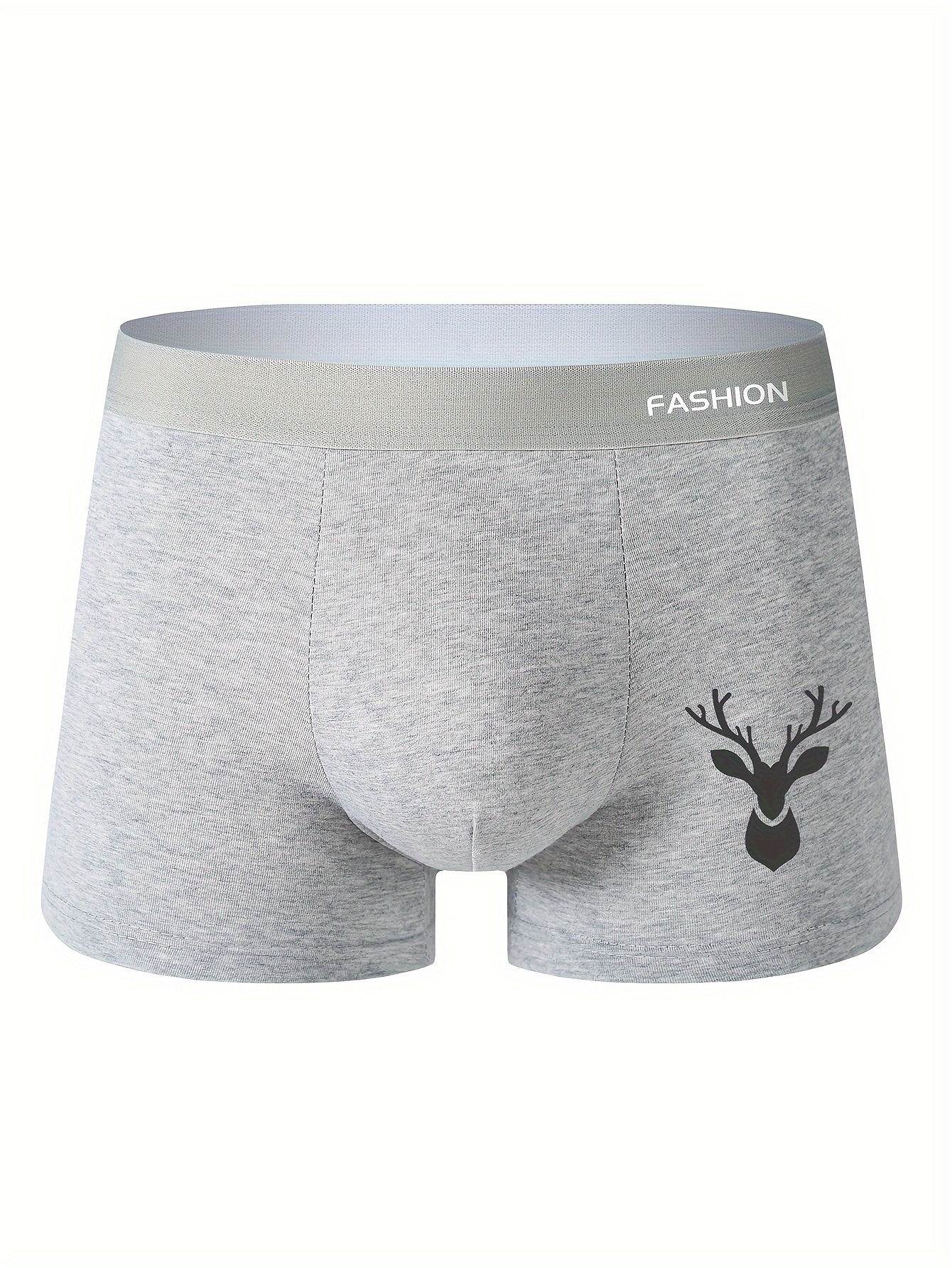 4pcs Men's Boxer Briefs, Animal Print, Casual High Stretch Knit Fabric, Polyester 92% Spandex 8%, 125gsm, Trendy Plus Size Shortie Underwear
