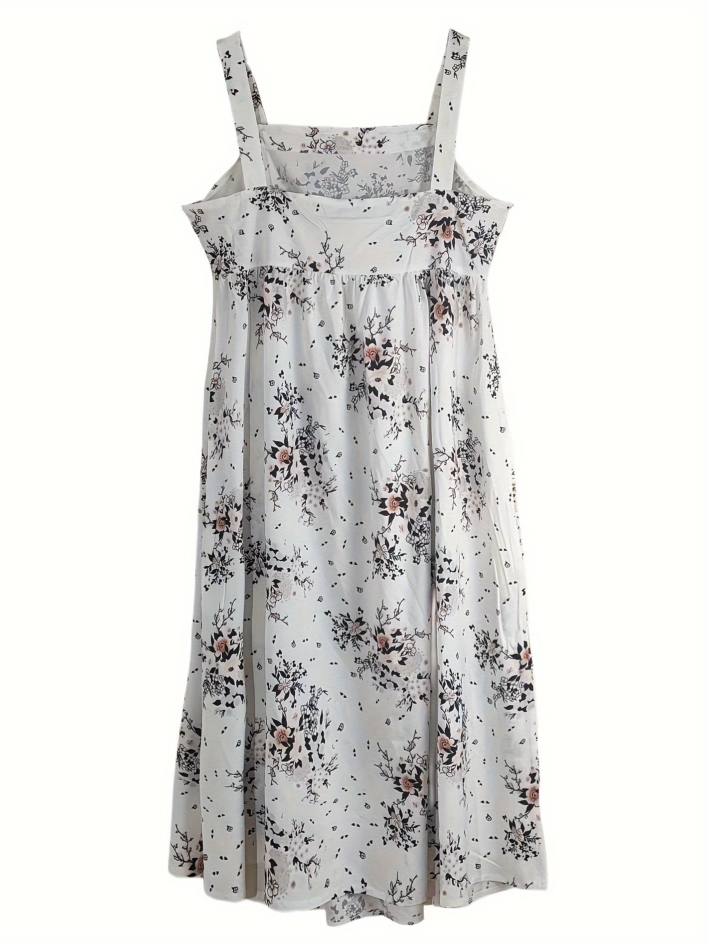 Plus Size, Plus Size Floral Print Tank Dress, Casual Sleeveless Maxi Dress for Spring & Summer, Women's Plus Size Clothing