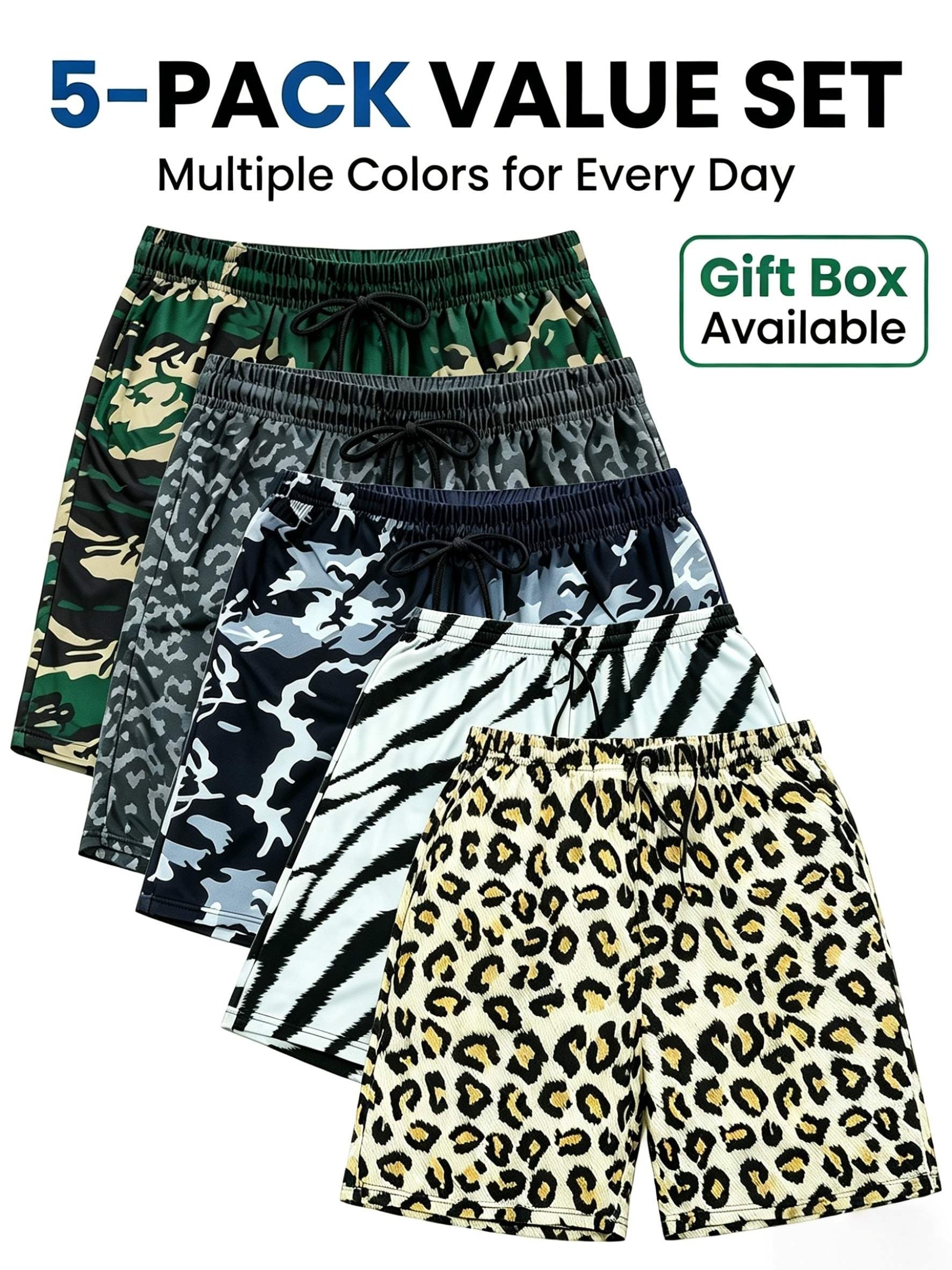 5-Pack Printed Shorts Polyester Shorts - product view 24