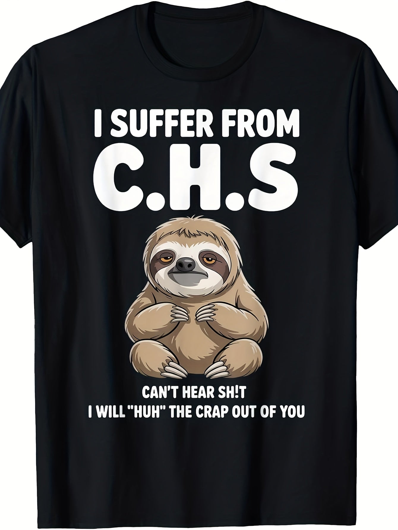 Men's Fun Lazy Bear Quote T-Shirt- "I Have OCD, I Will Make You Suffer"- with Text and Lazy Bear Pattern- Soft Stretch Fabric- Suitable for Party Casual Street Style