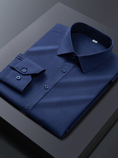 Men'S Long-Sleeve Shirt Made Of, Stretchy And Suitable for Business Attire, Wrinkle-Free Suit Shirt, Casual Short-Sleeve White Work Uniform