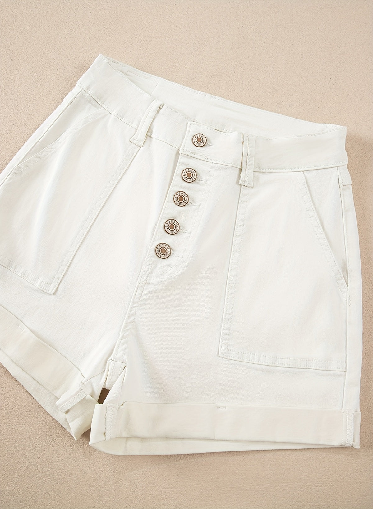 Women's White Denim High-Waist Slim-Fit Shorts - product view 11