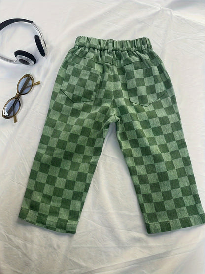 2024 Autumn Winter New Collection Boys And Girls Korean Easy Japanese Trendy Fashion Plaid Long Pant, for Outdoor