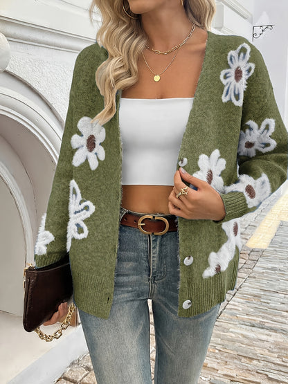 Autumn And Winter Fashion Queen Tops Long Sleeve V-Neck Casual Sweater Cardigan Women