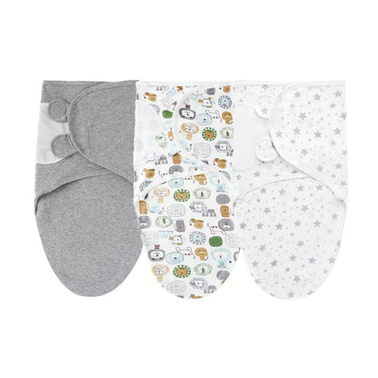 3-Pack Newborn Swaddling Blankets - Womb-Like Wrap Design