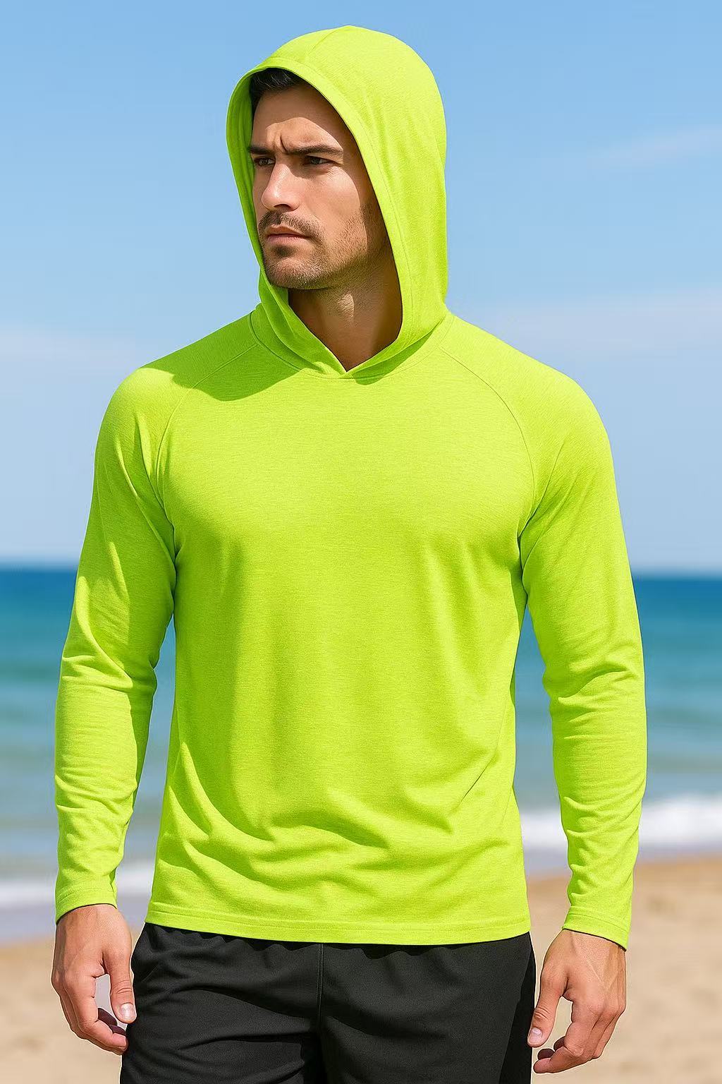 2 pc High Visibility Sun Protection Lightweight Long Sleeve Hoodie, UPF 50+ Quick-Dry, SPF UV Shirt, Active Wear