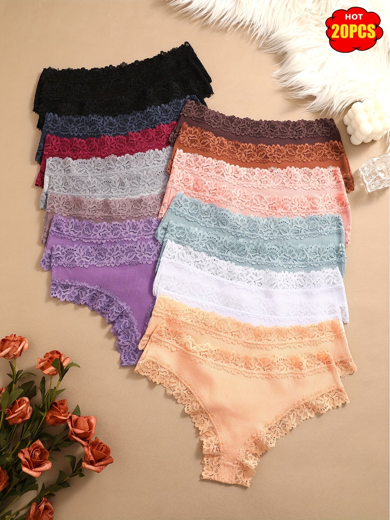 2026 20pcs Lace Triangle Pants, Fashionable, Comfortable, Breathable, Skin Friendly And Soft Underwear, Suitable For Daily Commuting, Women'S Underwear And Underwear Game Day Fan Gear for All Football Fans