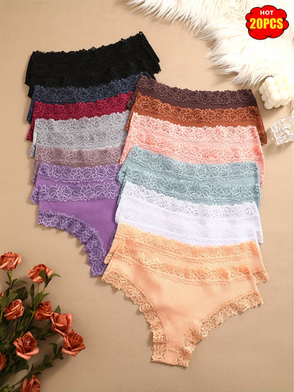 2026 20pcs Lace Triangle Pants, Fashionable, Comfortable, Breathable, Skin Friendly And Soft Underwear, Suitable For Daily Commuting, Women'S Underwear And Underwear Game Day Fan Gear for All Football Fans