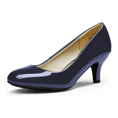 Women's Bridal Wedding Party Low Heel Pump Shoes comfortable, Round Toe, Slip On, easy slip on style, close toe, low heel fasion shoes - Latex padded insole for added comfort