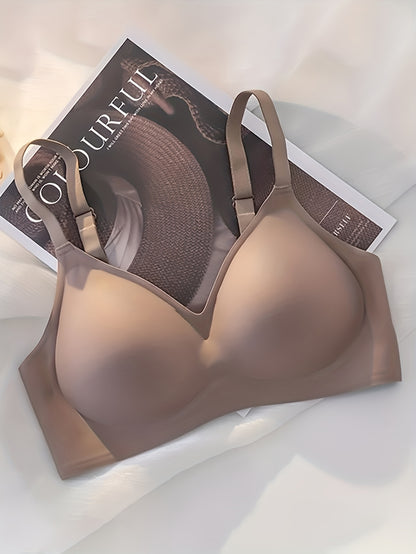 3pcs Women'S Wireless Push-Up Bra - No Underwire, Soft Lift Design with Adjustable Straps & Non-Removable Padding, Nude Tones for Daily & Special Events, Elegant Everyday & Formal Bras for Small Busts, Comfortable Fit