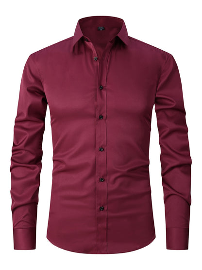 Men's Cufflink Shirt 2026 Spring/Summer French Cuff Shirt Breathable, Stretchy, Wrinkle-Resistant Business Casual Easter Gift Suitable for Men, Husband, Father Holiday Cruise Essential Short-Sleeve Shirt Summer Top Formal Dress Shirt