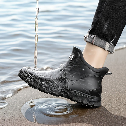Lightweight, Non-Slip Rain Boots for Couples, Fashionable Short Ankle Footwear Featuring Cushioned Insoles, Breathable Lining, Versatile for Car Washing And Outdoor Activities, Equipped with Durable, Textured Soles That Resist Slipping