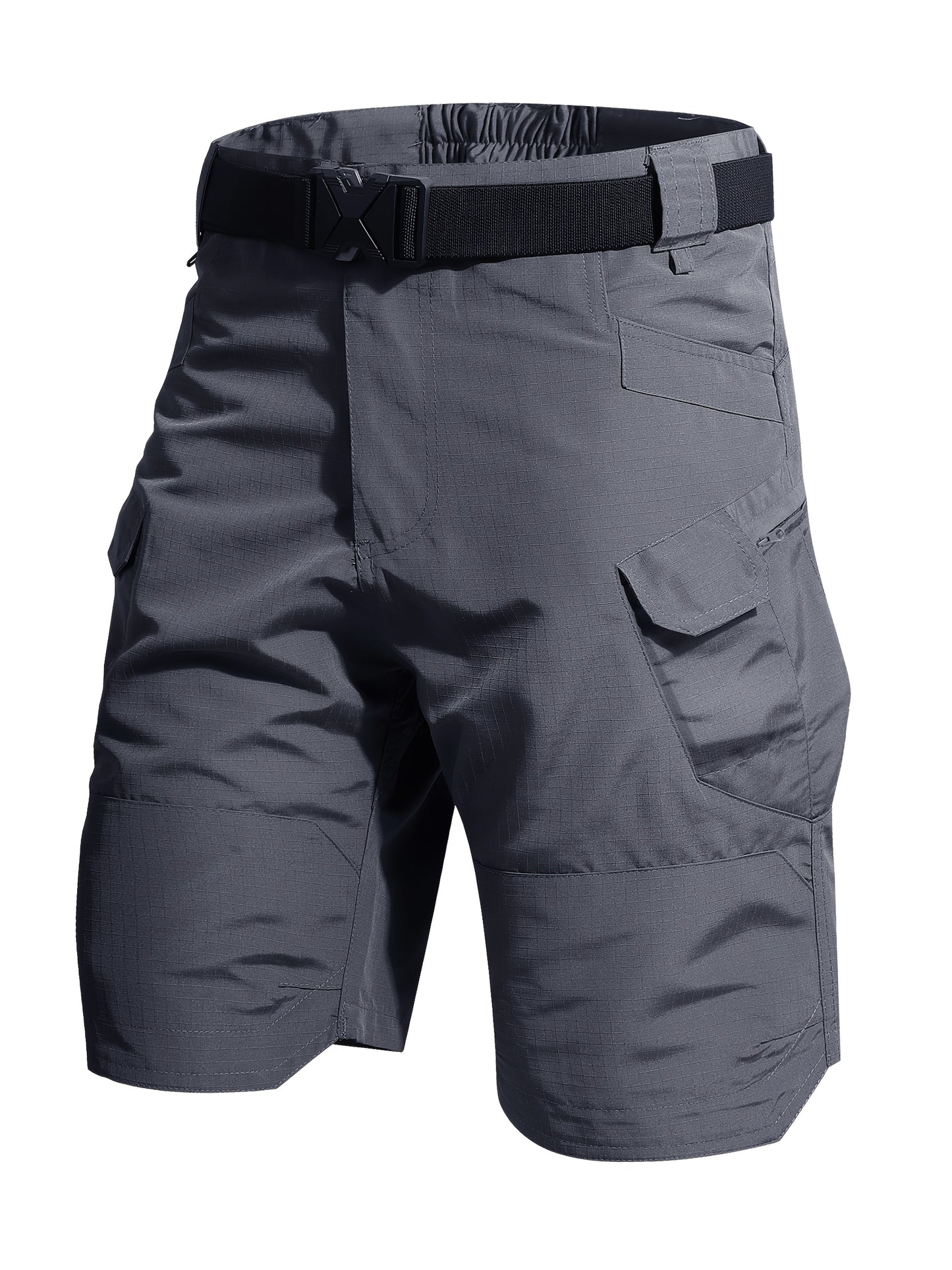 Men's Black+gray Polyester Cargo Shorts - product view 6