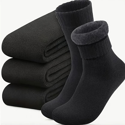 6pcs Socks Men's Winter Thickened Warm Snow Boots Socks Cold Ski Socks Women's and Men's Warm Boots Socks Thickened Black Sports Socks Suitable for Outdoor Activities Mountaineering Socks Running Socks