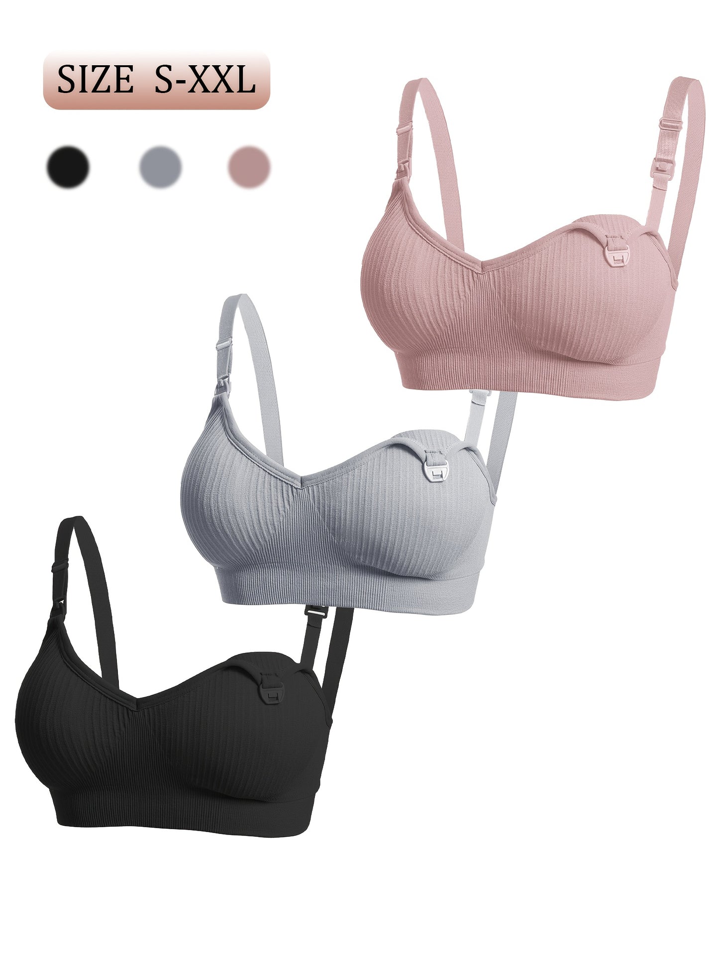 [Selected 3pcs Set] Comfortable Bandeau Bra for Women Tube Top Style with Ribbed Fabric And Elastic Support Perfect for Daily Wear Seamless Bandeau Bra for Women Strapless Wireless Tube Top with Removable Pads Super Stretchy And Soft Fit