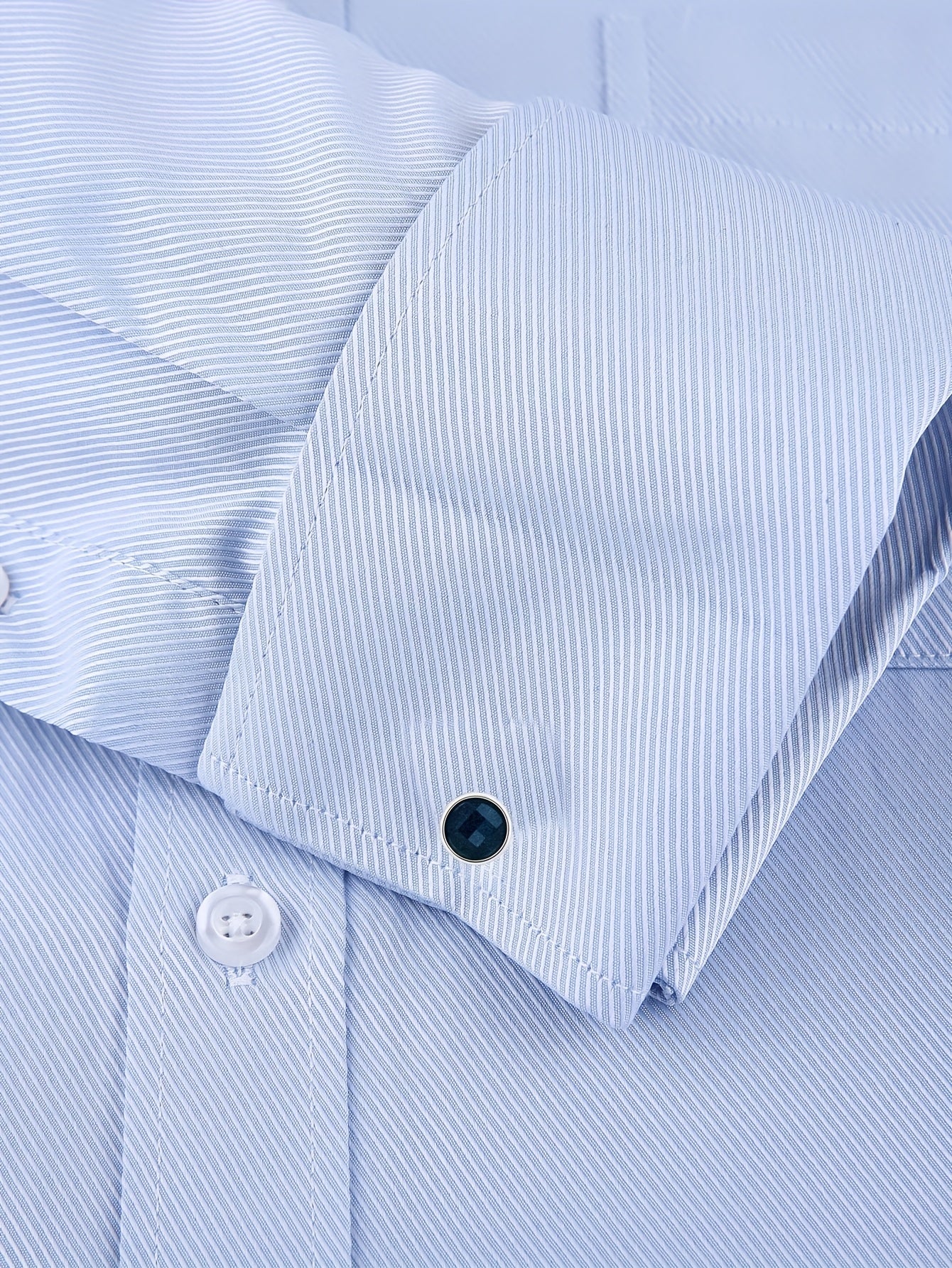 2025 New Men'S French Shirt Double-Barrel Sleeve Business Formal with Premium Cufflinks, Wedding Banquet Office Elegant Slim Fit