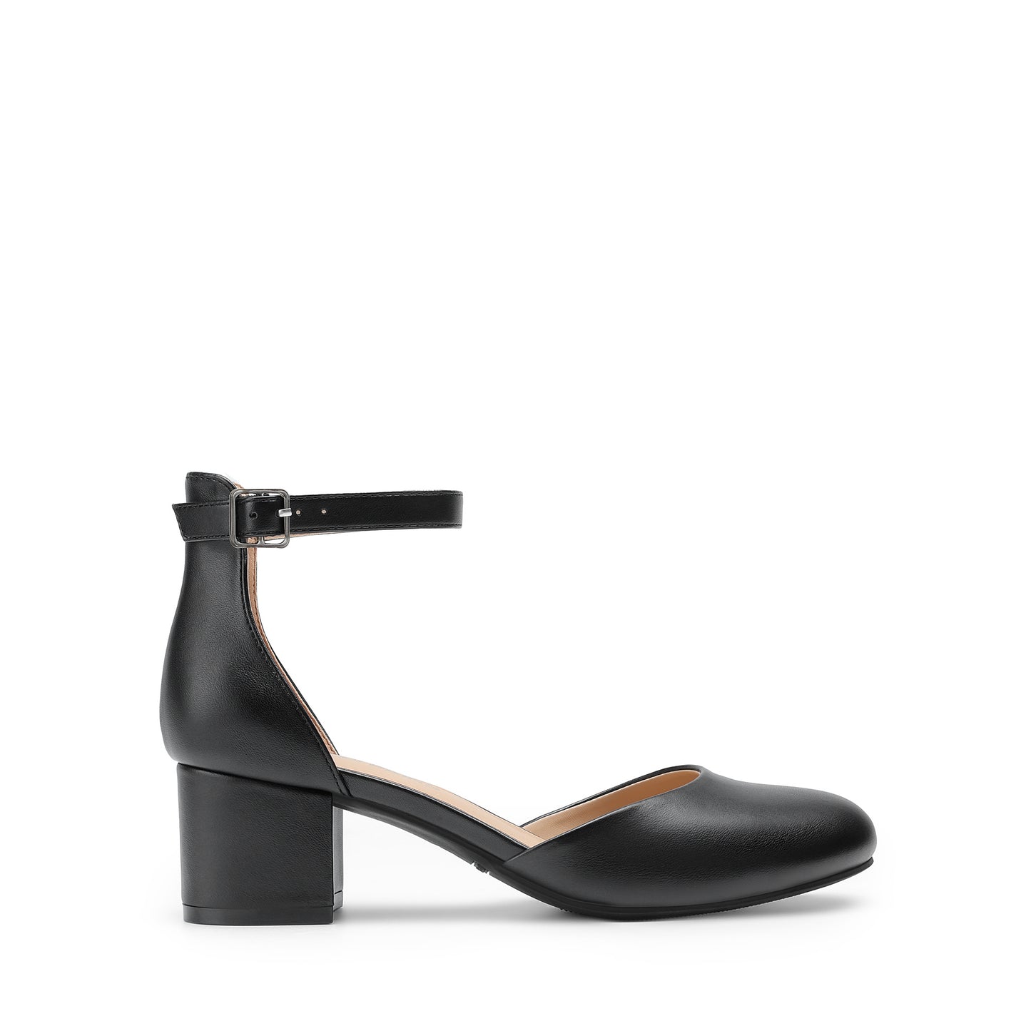 Women's Closed Round Toe Low Block Heels Ankle Strap Chunky Heel Pumps Dress Wedding Office Party Shoes Closed Toe Heels for Women Heels Closed Round Toe Chunky Block Pumps Shoes
