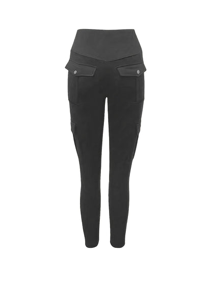 1pc High-Waisted Cargo Pocket Yoga Pants, Stretchy Skinny Sports Leggings, Quick-Dry Running Workout Pants, Butt Lifting, Street Style, Women's Fitness Trousers