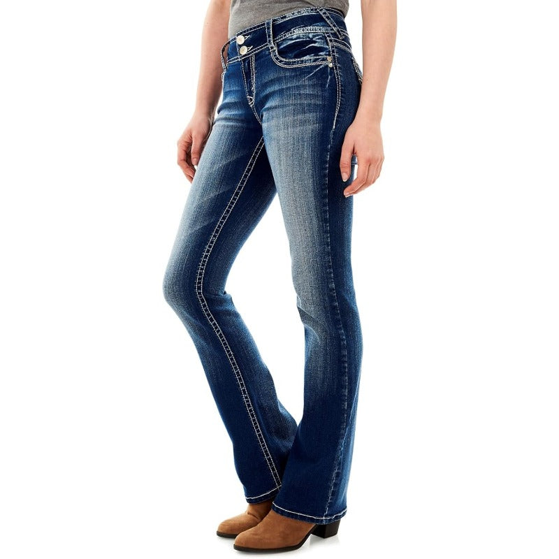 1-Pack Wallflower Women'S Luscious Curvy Bootcut Jeans - Mid-Rise Insta Stretch Denim, Size Inclusive for Daily Wear, Casual Outings & Dating