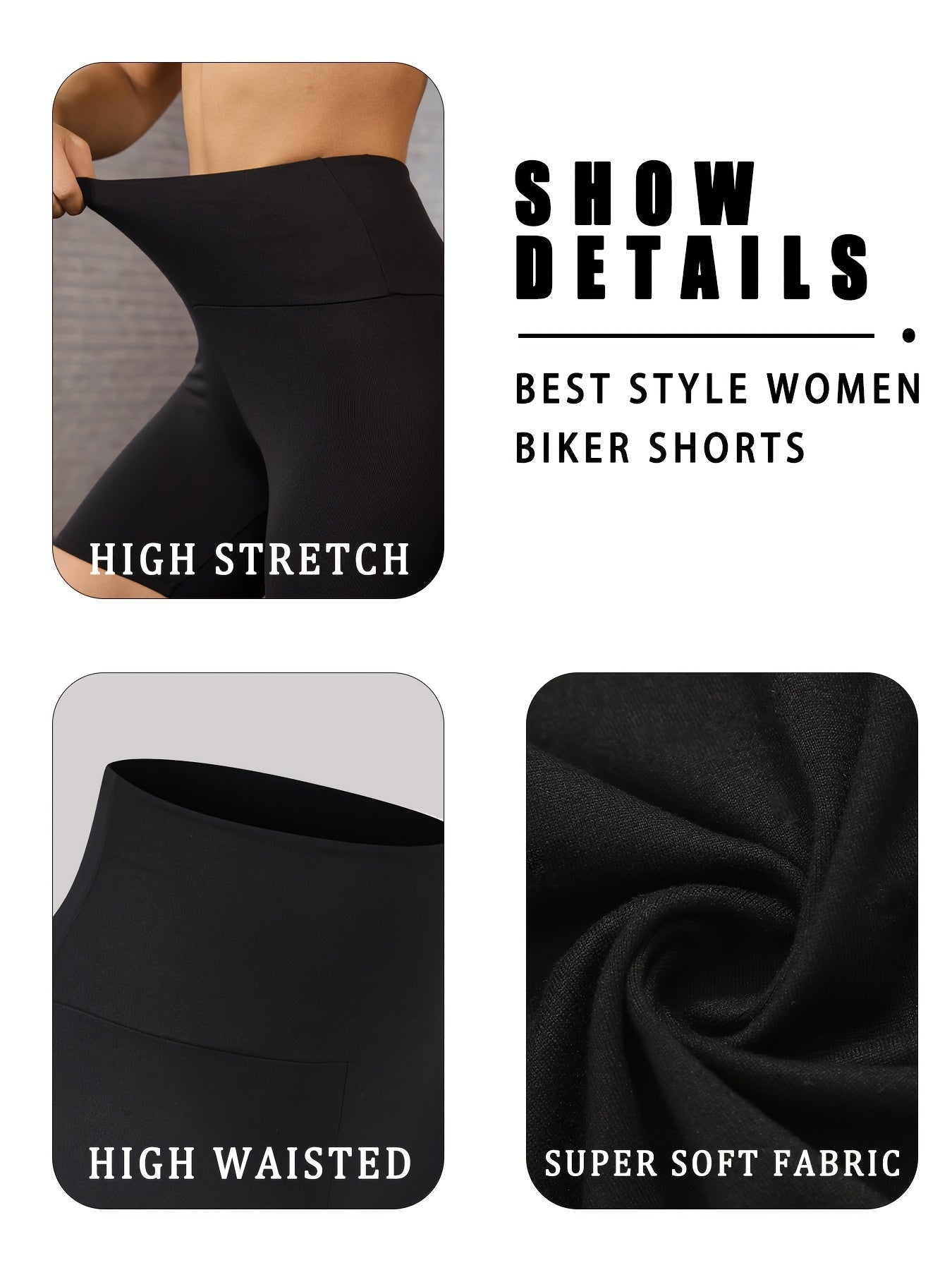 4 Pack 6"High Waisted Shorts for Women, Super Soft No See Through Workout Yoga Athletic Shorts Running