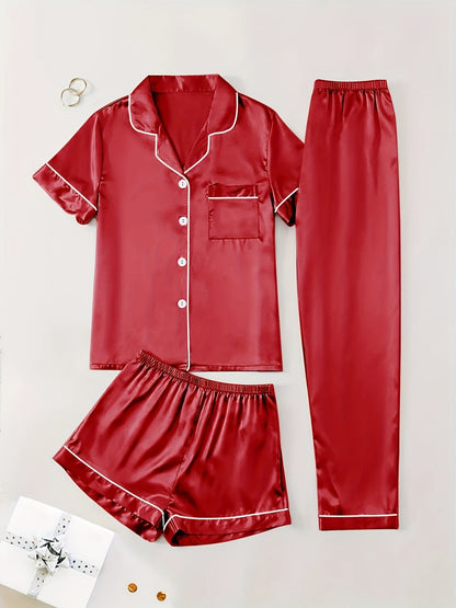 Women's Champagne Satin Short-Sleeve Pants - product view 42