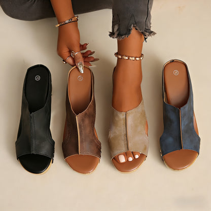 Women'S Retro Wedge Platform Slippers, Slip-on Sandals With Thick Sole, Comfortable And Elegant. Cushioned Sole Supports The Arch Of The Foot - All-season Beach Shoes, Women'S Sandals, High-heeled Sandals. Special Offer For Independence Day