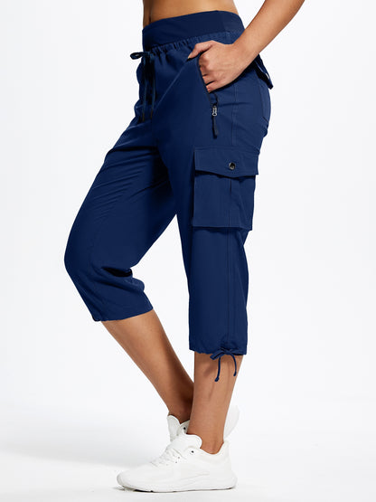 18" Women's Hiking Capris with Pockets Quick Dry Travel Lightweight Cargo Capri Pants Casual Capris for Women