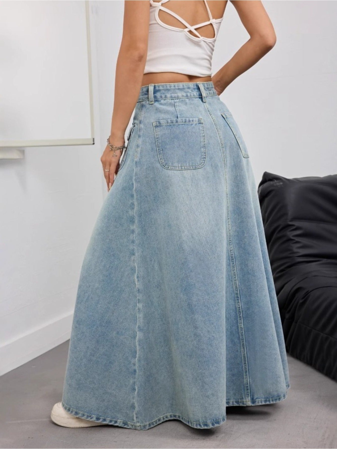 Women's Light Blue Denim Skirt - product view 5