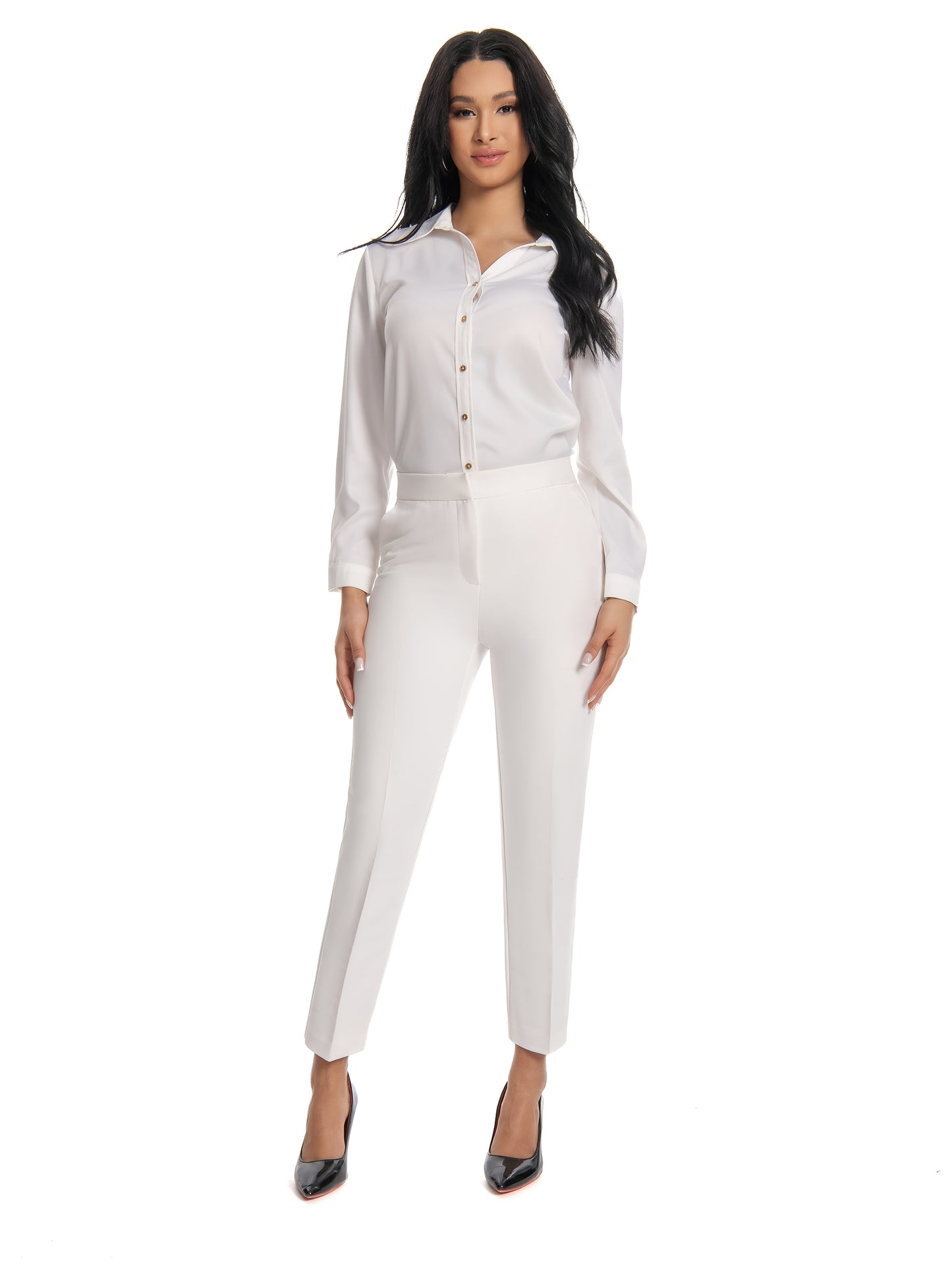 Women'S Mid Waisted Slim Fit Ankle Length Stretch Trousers Vibrant Red High Stretch Fabric with Pockets, Elegant Office Workwear & Evening Out Pants, Machine Washable All-Season Versatile Bottoms, Formal Attire Trousers, Easycare Trouser