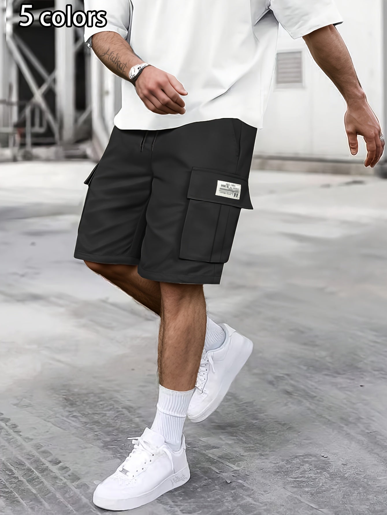 Men's Grey Polyester Cargo Shorts - product view 10