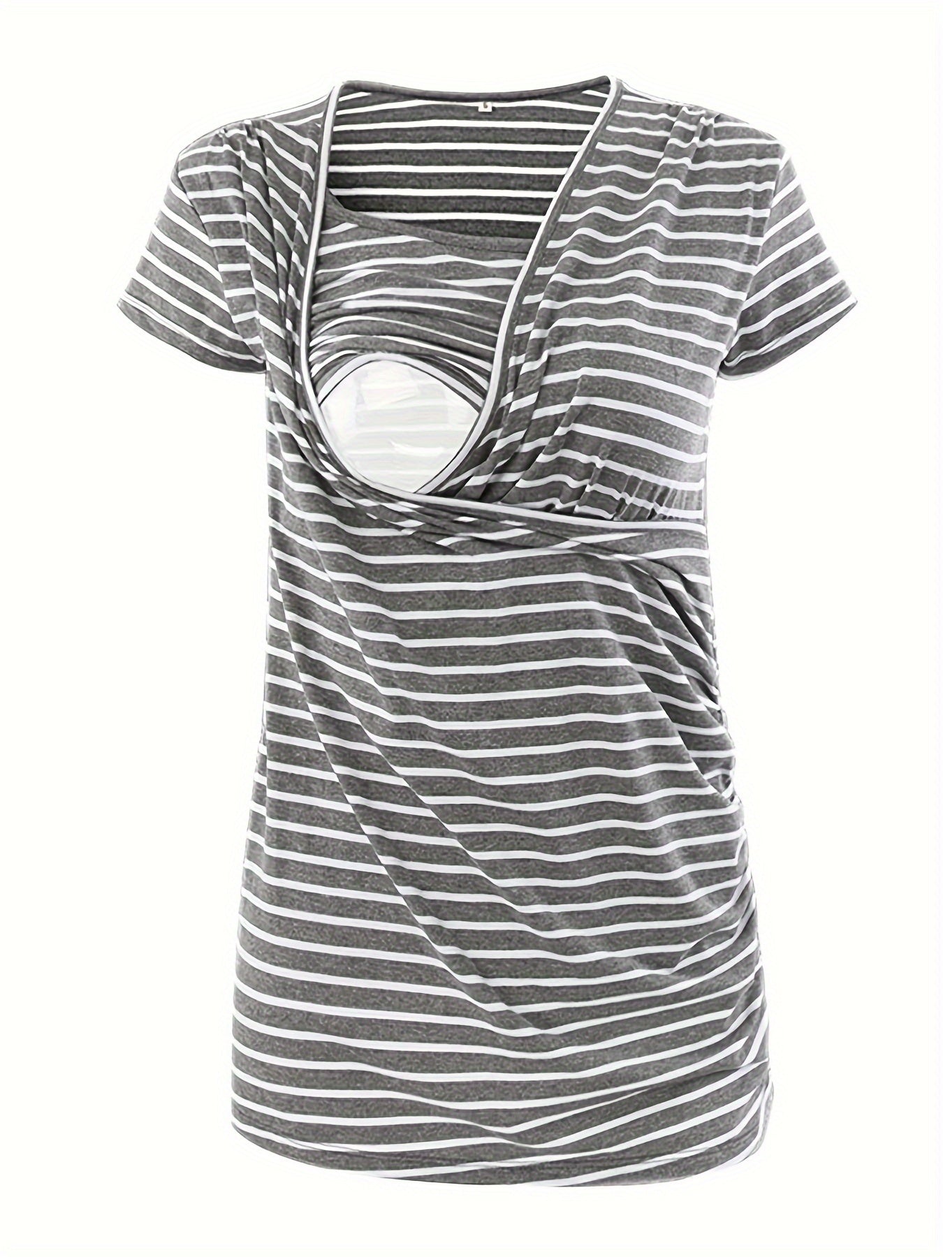 Set of 3 Women'S Short Sleeve Maternity Tops with Side Ruching for Breastfeeding