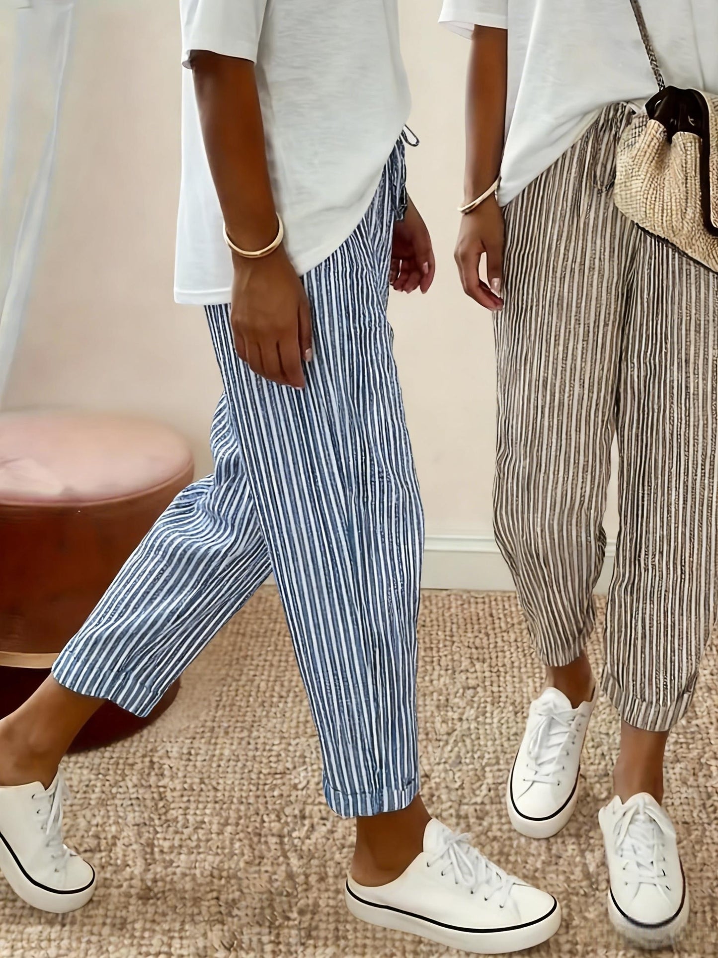 Two-Pack - Color Striped Casual Nine-Pants