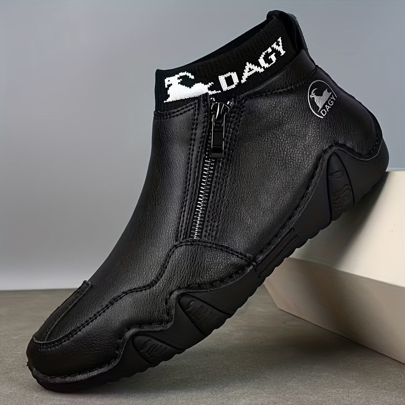 Men'S Zipper Boots - Casual Walking Shoes - High-Top Sneakers