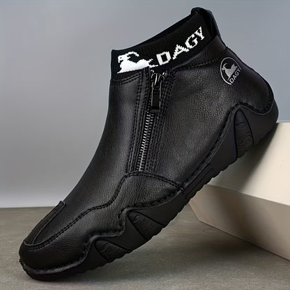 Men'S Zipper Boots - Casual Walking Shoes - High-Top Sneakers